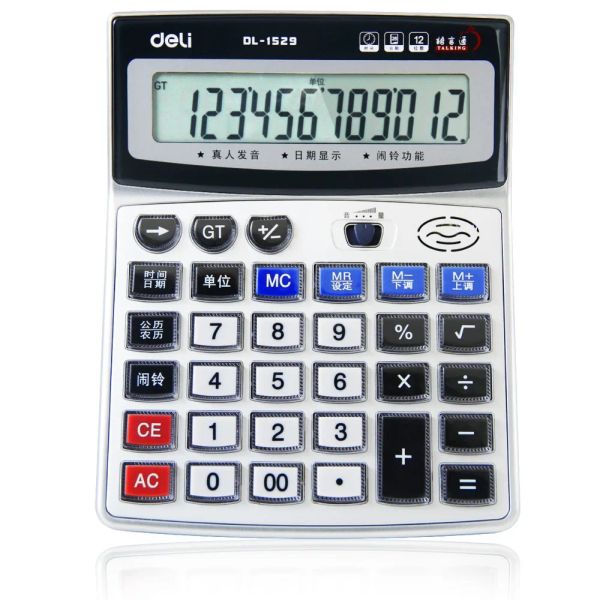 Calcolatrici Deli 1529 Memory Archiviazione TIPO VOCE Calcolatrice Calcolatore del pannello in metallo a 12 cifre senza imballaggio al dettaglio a batteria AAA