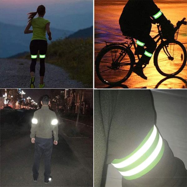 Bandas refletivas elástica braçadeira de braçadeira tornozelo tira as tiras de fita refletor de segurança infantil para correr de bicicleta noturno