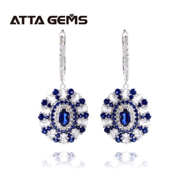 Orecchini Blue Sapphire Classic Sterling Silver Drop Earrings for Women Personal Created Sapphire Affascinante Regi di festa di compleanno