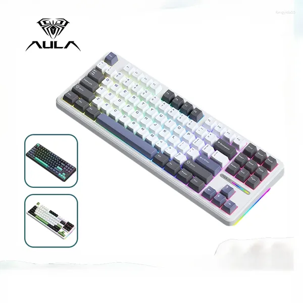 AULA F87PRO TECHADO MECÂNICO TRI-Modo Tri Modo RGB Junta personalizada Chave completa-PC para PC para presente Game E-Sports Game