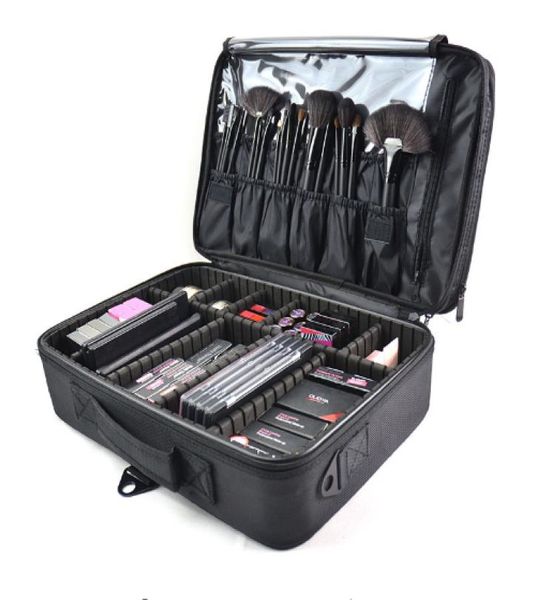 Multifuncional de alta qualidade New Professional Women Makeup Case Bag Ladies Black Capacitar Capacidade de armazenamento cosmético Travel BA8016367