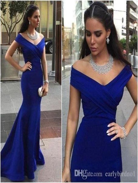 Sexy königsblaues schulter mermaid prom Kleider elegantes langes Abendkleid billige formale Party -Festzug Brautjungfernkleid 5372279