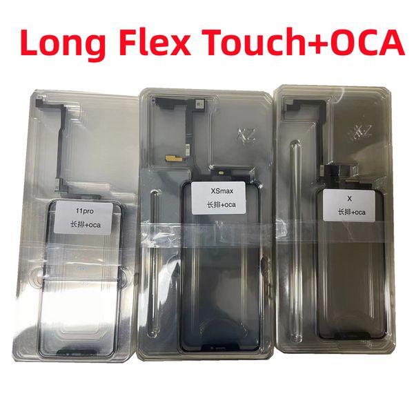 5pcs getestet Long Flex Touch Sensor Glassrahmen+OCA Kleber+Staub Gaze für iPhone X XS XR 11 Pro Max -Bildschirmabdeckung Reparatur