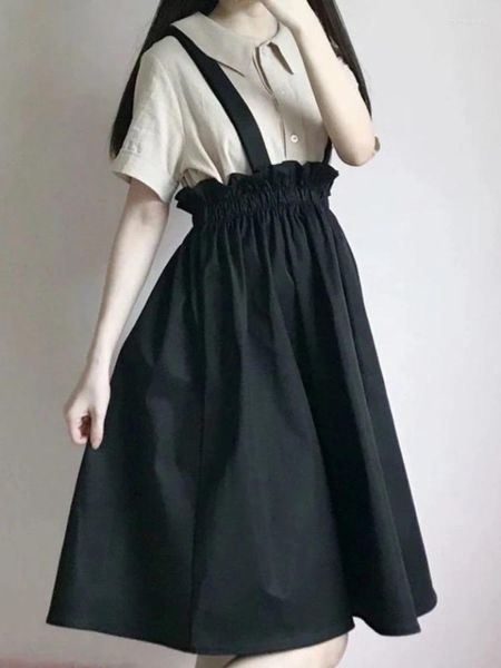 Vestidos de trabalho 2024 estilo universitário estudante feminino japonês jk doce camisa de manga curta cintura alta conjunto de duas peças feminino