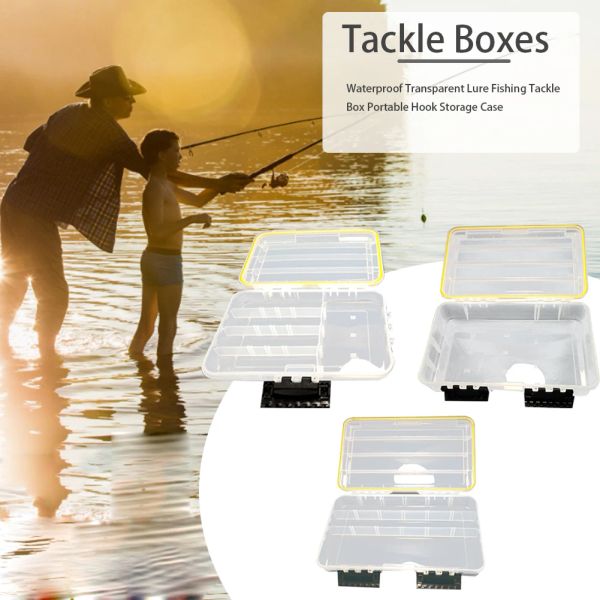 Boxen wasserdichte tragbare transparente Köderfischerei Tackle Box Multifunktionelle Köderhaken Pailletten Aufbewahrungsboxen Fall Organizer Zubehör