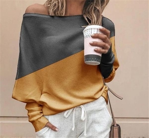 Kadın Sweaters Sonbahar Kontrast Renk Üst kaliteli gündelik uzun kollu ince fit S-3XL Toptan Satış Fiyatı (203359) 6967080