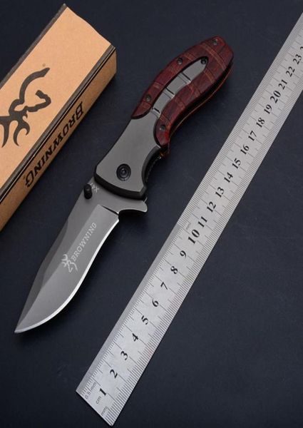 Browning X47 Titanio Tactico pieghevole per coltello pieghevole pinna da campeggio all'aperto caccia al coltello da tasca sopravvivenza manico in legno etilità militare ED3325987