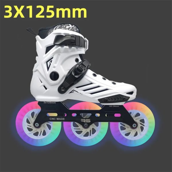 3*125mm Big Wheel Em linha patins para Downhill Street Road Speed Roller Speed Speed Skate 3 Wheels 125mm Adultos Rolling Sneakers 35-44