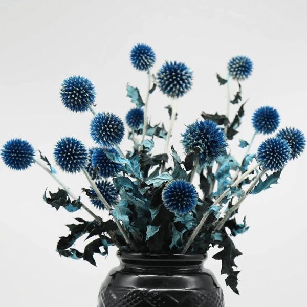 Dekoratif çiçekler 20 top kurutulmuş mavi devedikeni buket korunmuş ekinops düğün için küre çiçek boho ev dekor diy çiçek aranjmanları