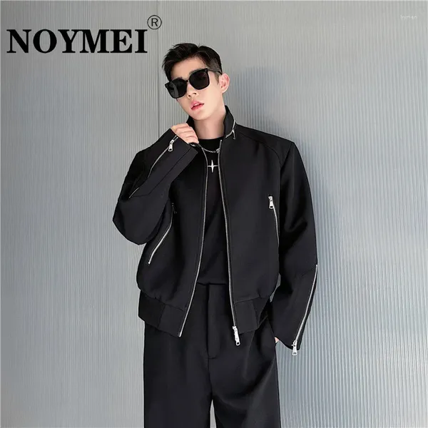 Giacche da uomo Noymei Spring 2024 Coat alla moda Design di titoli personalizzati con cerniera multipli Colletta corta giacca WA4072