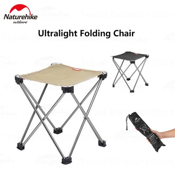 Einrichtungsgegenstände NatureHike Tragbare Outdoor -Klappbank Ultraleicht 7075 Aluminiumlegierung Fischereihocker 900d Oxford Stoffcampingstuhl