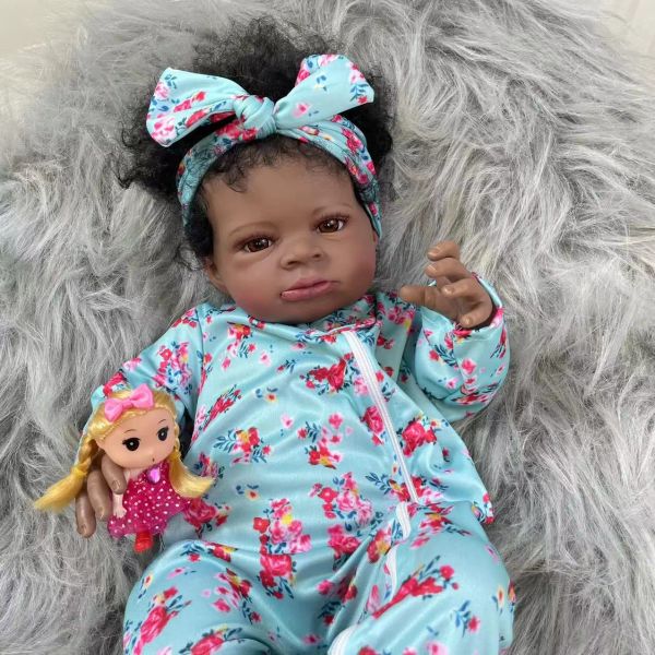 20 pollici bambola afroamericana Lanny Black Skin Reborn Baby Finito appena nato con un regalo giocattolo fatto a mano per ragazze