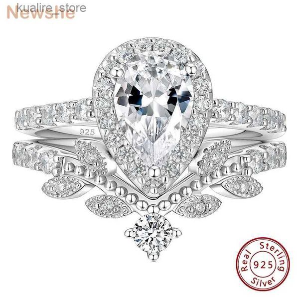 Anelli a grappolo Newshe 2,7ct per il taglio a pera 925 Sterling Silver Fish Design Anelli di fidanzamento per matrimoni per donne AAAAA zircone cubico gioielli fine l240402