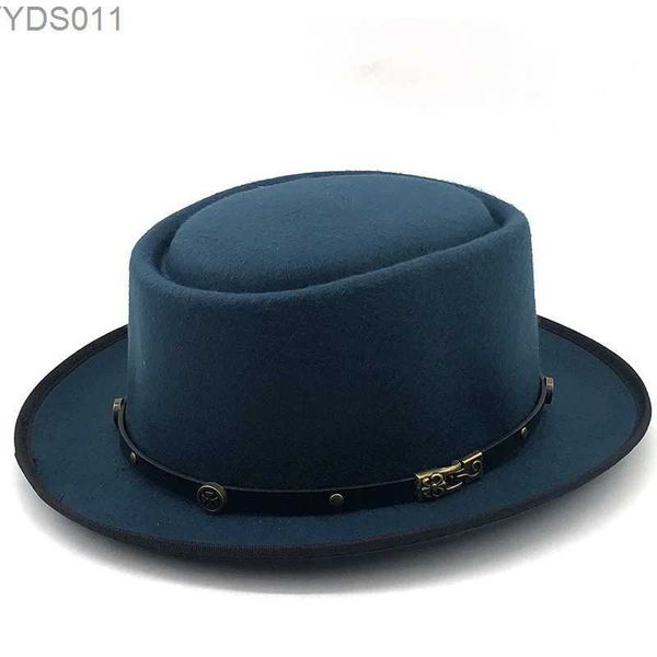 Geniş Memlu Şapkalar Kova Kadın Pigskin Hat Babaları Yün Düz Dipli Fedora Bayanlar İçin Uygun Beyler Kumarbazları Kürek Makineleri Trilby Boyut 58cm YQ240403