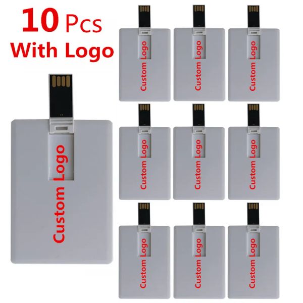 Unidades 10pcs logotipo personalizado Imprimir imagem 128MB 4GB 8G 16GB 32G USB Flash Drive Cartão de crédito Pendrive Nome da empresa