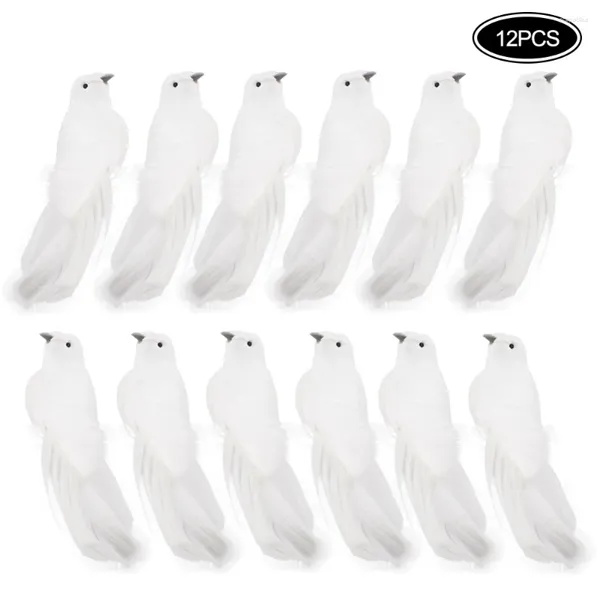 Partydekoration 12 PCs Künstliche Vögel Clip über Feder Weihnachten Hochzeitsbaumhandwerk Ornamente