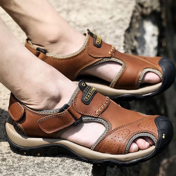 Sandálias 2021 sandálias de verão homens de alta qualidade de couro conveniente sandálias casuais homem sandálias de praia de estilo romano tamanho 3946