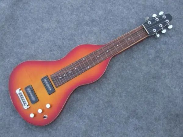 Gitarre Cherry Red Hawaii E-Gitarre Flame Maple Lap Steel Gitarre 6 Saiten Hawaii Reisegitarre Kostenloser Versand