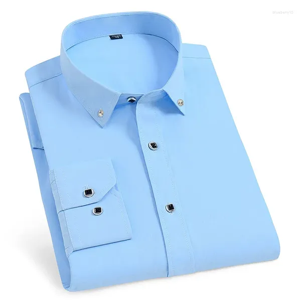 Camicie eleganti da uomo Gemelli francesi Camicia a righe Manica lunga Polsino slim fit casual di marca maschile