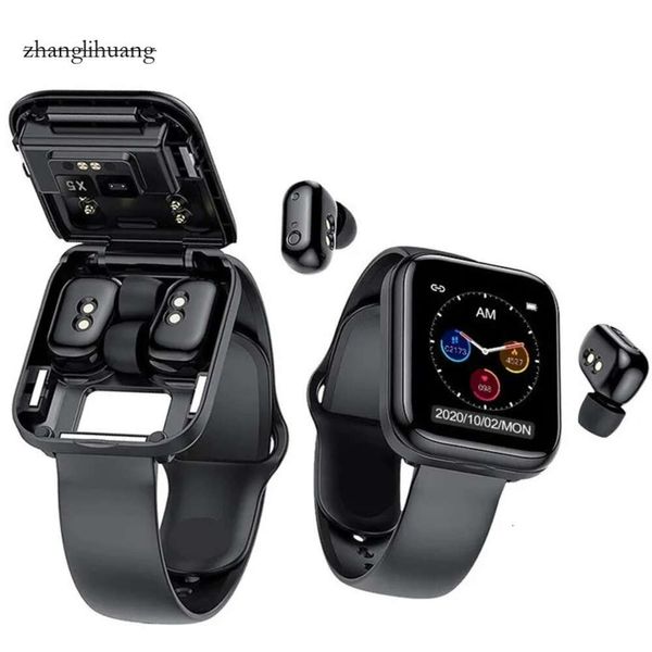 2 In der neuesten 1 Smart Watch mit Ohrhörer Wireless TWS Earphone X5 Kopfhörer Herzfrequenzmonitor Full Touch Screen Music Fiess Smartwatch Uhr