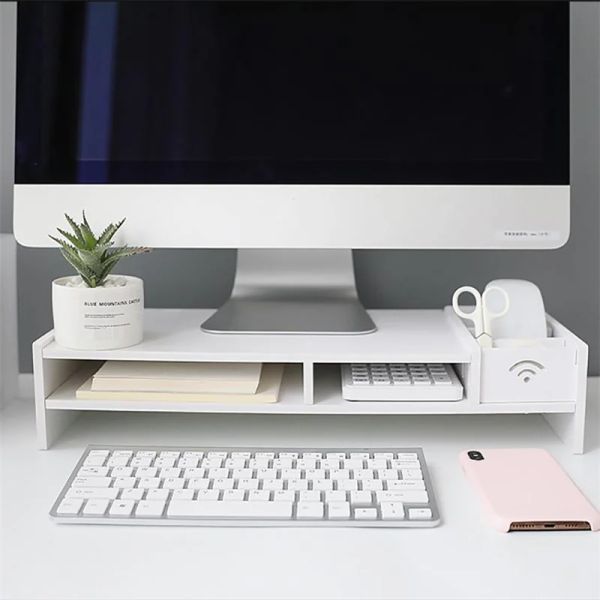 PC Monitor de computadores Riser laptop titular Wooden Desk Organizer prateleira fácil montagem para desktop de escritório em casa