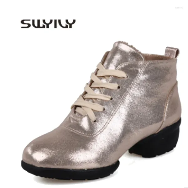 Scarpe da ballo SWYIVY Stivale da ballo dorato Traspirante Scarpe da spettacolo teatrale 2024 Ragazza Stivali sportivi morbidi antiscivolo Suola in gomma Bella 4 cm