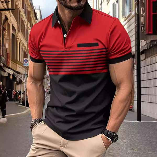 Instagram Summer Polo Shirt Zipper Mens Printed Stripe 9Vng