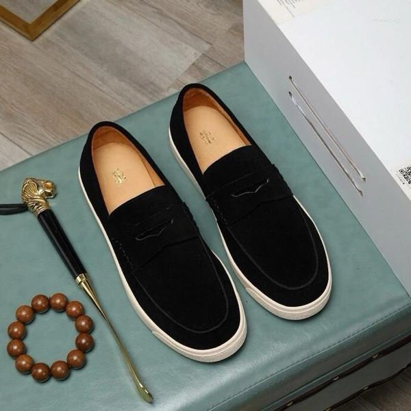 Sapatos casuais Design de luxo de camurça de camurça BC Brand 2024 Mocassins italianos Tamanho de alta qualidade preto de alta qualidade 38-44