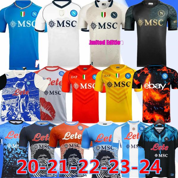 Maradona 20 21 22 23 24 Maglie da calcio Napoli Napoli Shirt calcistica Zielinski Koulibaly Camiseta de futbol Insigne Foot Mertens Lozano Osimhen Caldio Kvaratskhelia