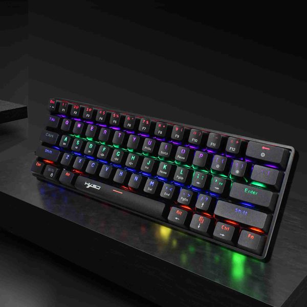 Tastaturen Wired 61 Taste Mechanische Tastatur Grüne Achse RGB Hintergrundbeleuchtung Taste Kabel Separation Gaming Office Home Computer Accessoiresl2404