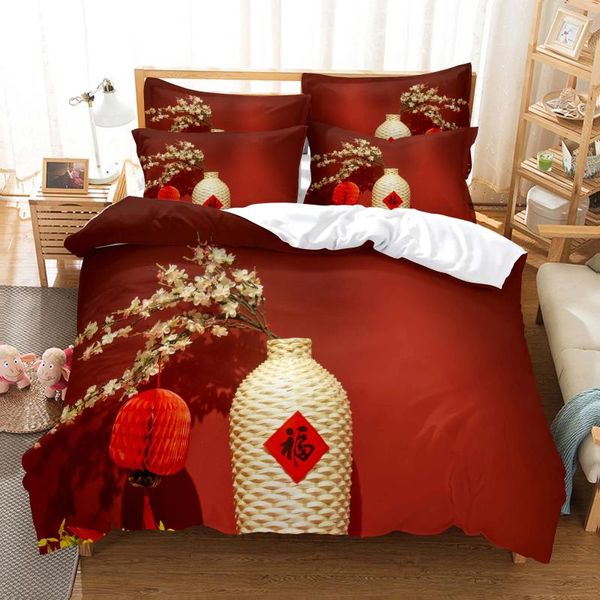 Conjuntos de roupas de cama Gules Set for Bedroom Soft Bedsteads Bed Home Come Come Perfortable Duvet Capa Quilt de qualidade e fronha