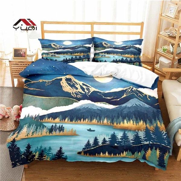 Bettwäsche -Sets Sonnenaufgang Landschaft Bettdecke Set für Aldult Kids Bed Game Quilt Tröster 6 Größen