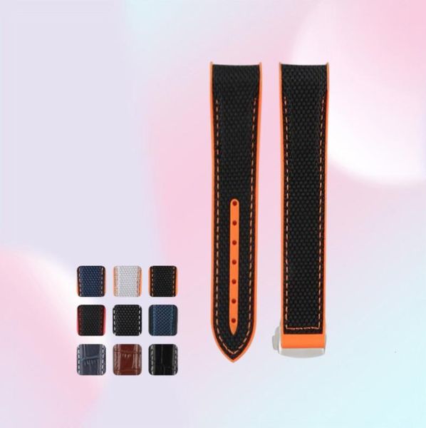 Nylon Watch -полоса резиновая кожаная сторона для Omega Planet Ocean 215 600M Man Strap Black Orange Grey 22 мм 20 мм с инструментами 9344892