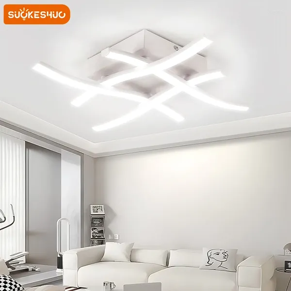 Luzes de teto Suokeshuc Nordic LED Wave Light Light Aluminium Dimmable 24W Dining/Bedroom Varanda Lâmpada de iluminação branca interna