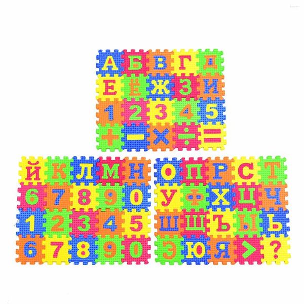 Teppiche 60/36pcs Russisch Alphabet Spiel Floor Matte Kid Kinderbaby weiche Eva Schaum Jigsaw Buchstaben Ziffern DIY Puzzle Bildungsspielzeug