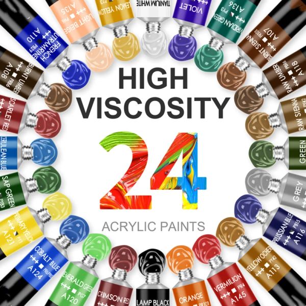 Dipinte dipinte acriliche 12 24 colori set professionale set da 12 ml per artista disegno di guauache in vetro olio di vetro vernice