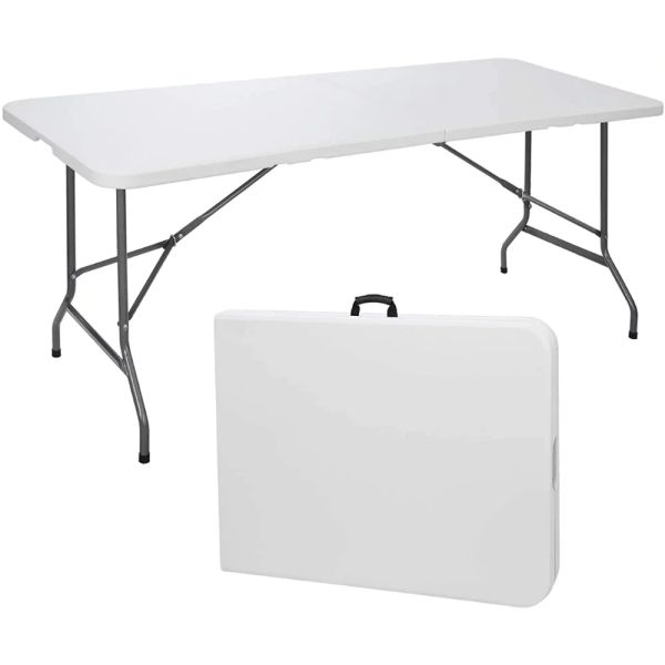 Arredamento tavolo da utilità pieghevole 6ft pieghevole in plastica portatile in plastica da picnic da pranzo tavolo da pranzo tavolo da campeggio bianco pieghevole
