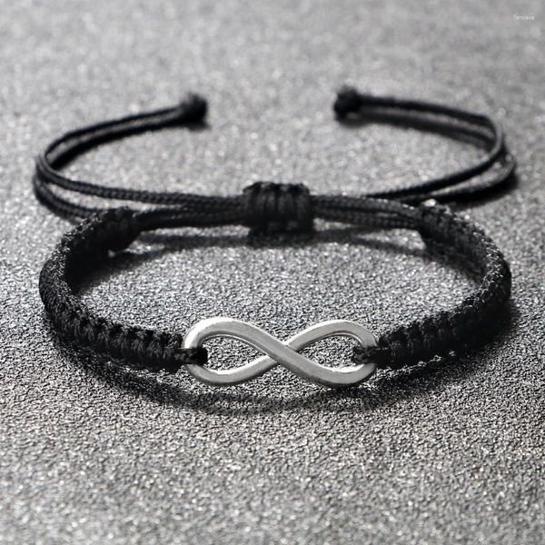 Pulseiras de link pulseira criativa da moda para homens charme preto rosca pulseira de pulseira ajustável Lucky Infinity Yoga Jewelry Gift