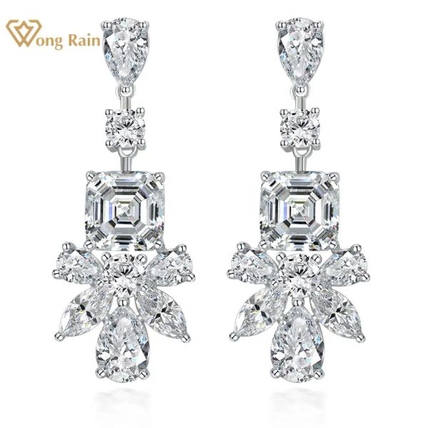 Brincos wong chuva 925 esterlina prateada asscher cut Lab safira diamantes de alto carbono diamantes pedras gemas briols bretas de jóias finas