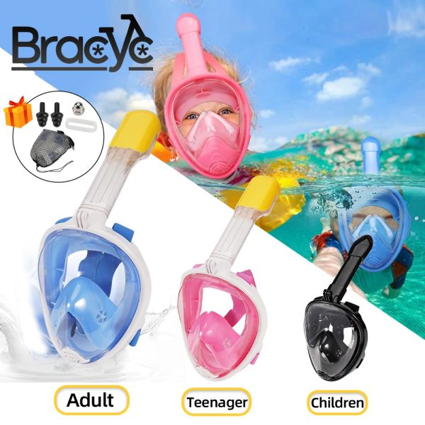 Tauchen unter Wasser Schnorcheln Vollge Gesicht Kinder Schwimmmaske Set Scuba Diving Respirator Masken Anti Nebel sicheres Atmen für Kinder Erwachsene