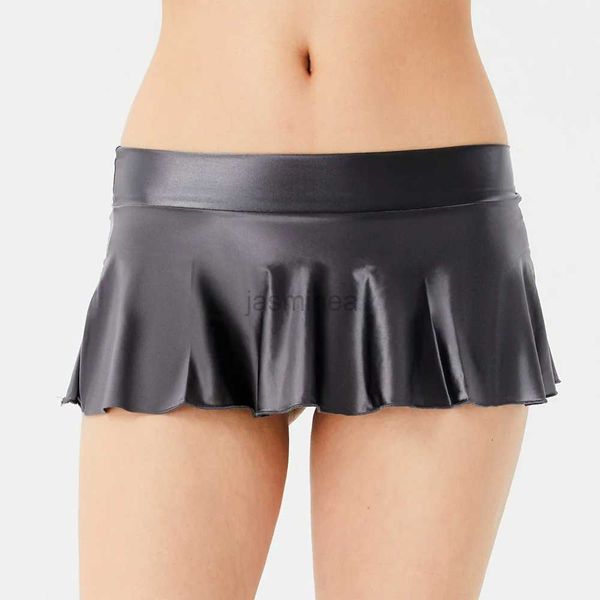 Городские сексуальные платья Сексуальные глянцевая юбка для подъема юбки женская мини -юбка Короткая юбка блестящая низкая хвоста с плиссированными рок
