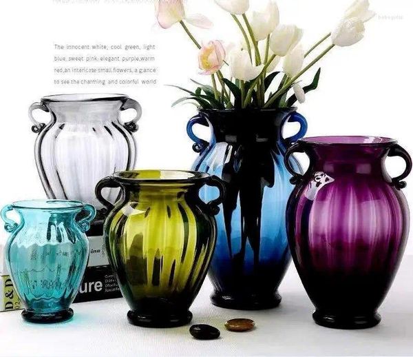 Vasi manico nordico vetro in vetro vaso soggiorno decorazione controsoffitto moderno fiore idroponico accessori