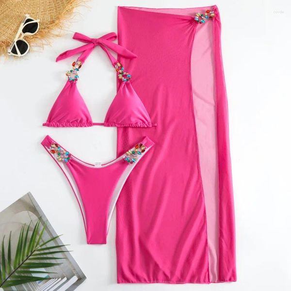 Costumi da bagno femminile in bikinis da bagno con strass con strass femmina push up bikini estate beach abbigliamento da bagno da bagno da bagno