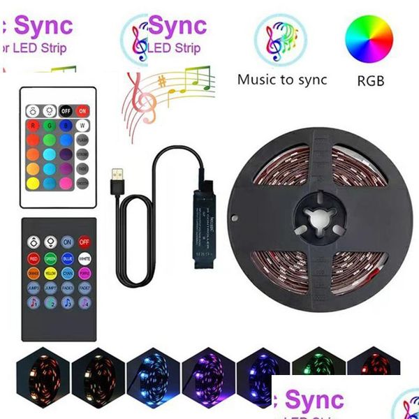 Strisce a LED striscia luce USB Bluetooth 5050 RGB SMD DC5V Lampada flessibile Lead Lampada nastro TV TV SN Luci posteriori Delivery Delivery Delivery Dhbqt DHBQT