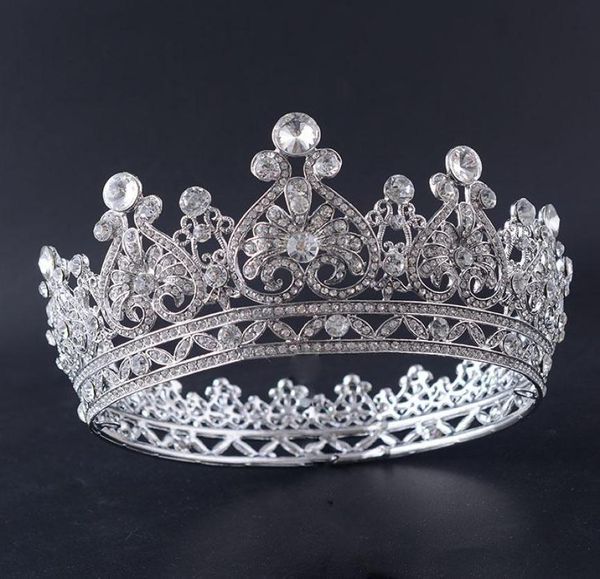 Europeu e americano highend noiva coroa liga diamante redondo coroa rainha headbands vestido de casamento acessórios headpieces jóias1703251