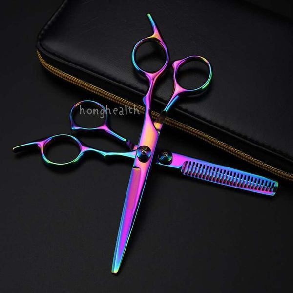 Haarschere Professionelle Japan Stahl 6 Farben Schneidet Haircut Dünnungsflecken Haarschneidempfindel -Schere Friseur
