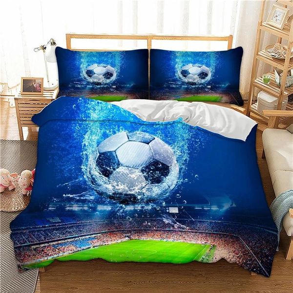 Bettwäsche Sets 3D Soccer Boys Bett Bettdecke Cover Set Fußball gedruckte Bettwäsche Kissenbezug weich US Twin King Size