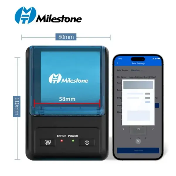 Scanners Milestone New Wireless Mini Térmico Portátil Printina BT 58mm Telefone celular Android PD PC Pocket Pocketre Termica Small