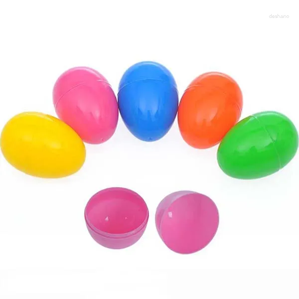 Parti dekorasyonu 30pcs/lot renkli Paskalya Yumurtaları 8x5.5cm büyük boyutlu karışık renkler yumurta kutusu tutucu plastik şekil şeker kutuları diy el yapımı oyuncaklar
