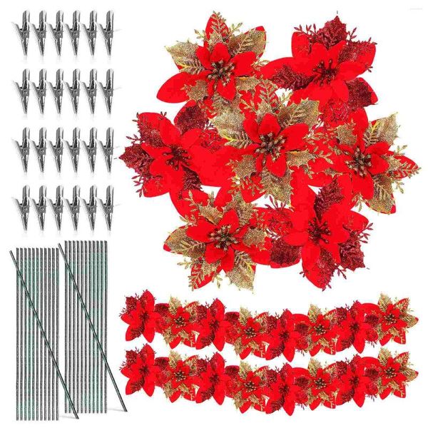 Fiori decorativi Accessori per ghirlande di cipolla verde natale Decorazioni alberi Poinsettia